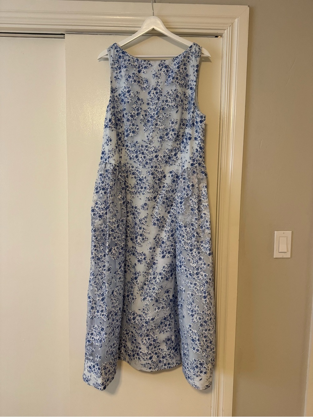 Alex Marie Light Blue Floral Sleeveless Midi Dress